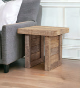 20" Brown Solid Wood Square End Table