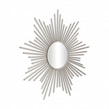 Striking Silver Metal Sunburst Design Wall Mirror