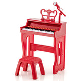 37 Keys Music Piano with Microphone Kids Piano Keyboard with Detachable Music Stand-Red