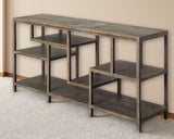 66" Brown Solid Wood Frame Console Table Five Shelves