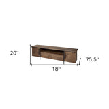 18" Brown and Black Solid Wood TV Stand