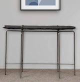 17" Black and Silver Slate Six Leg Console Table