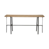 14" Brown and Black Solid Wood Trestle Console Table