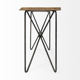 16" Brown and Black Solid Wood Abstract Console Table