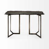 20" Black and Nickel Slate Distressed Double Pedestal Console Table