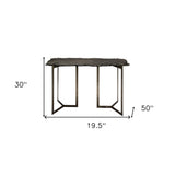 20" Black and Nickel Slate Distressed Double Pedestal Console Table