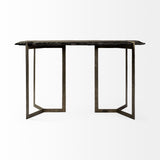 20" Black and Nickel Slate Distressed Double Pedestal Console Table