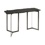 20" Black and Nickel Slate Distressed Double Pedestal Console Table