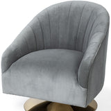 Gray Velet Covered Seat Accent Chair With Gold Swivel Base