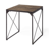 23" Brown Solid Wood Square End Table