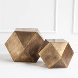 19" Brass Hexagonal End Table With Square Top