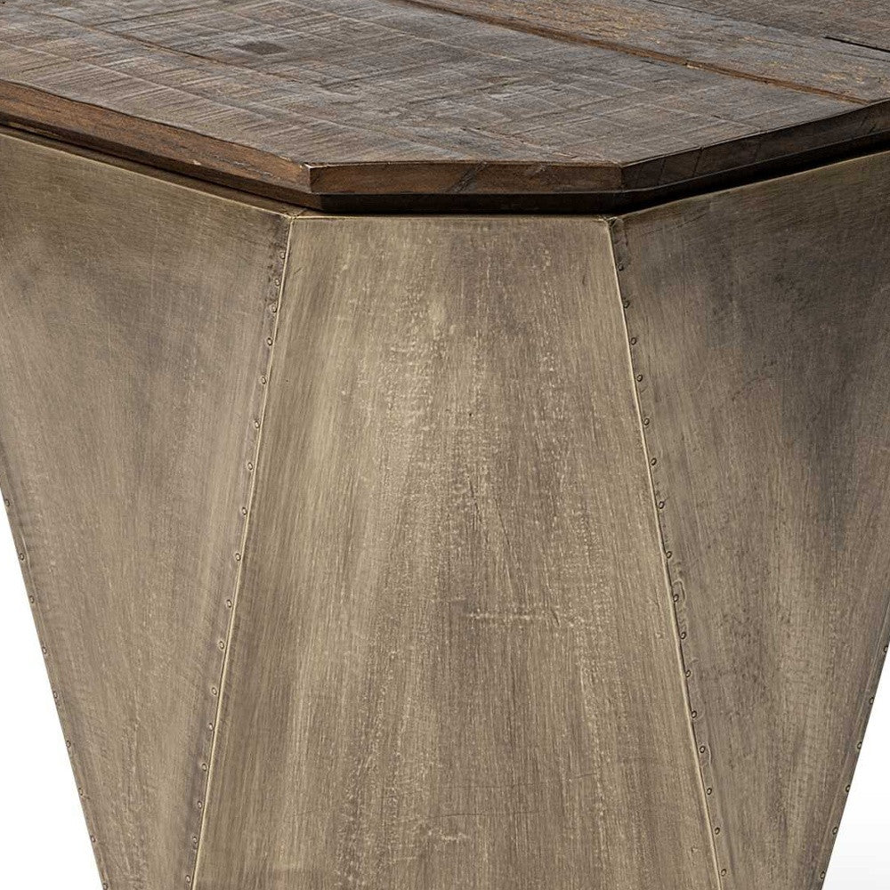 21" Brown Solid Wood End Table