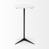 27" Black And White Marble Round End Table