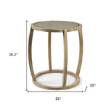 26" Brown And Clear Glass Round End Table