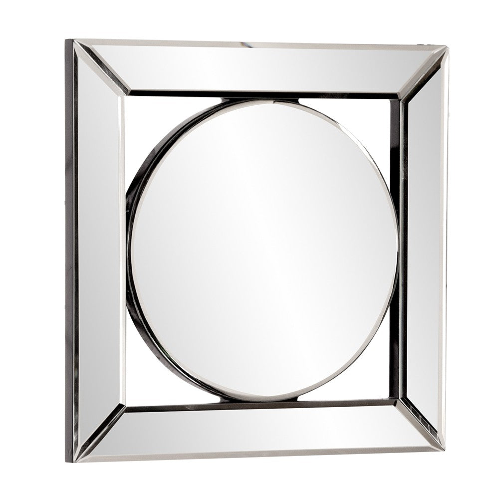 12" Round in Square Glass Framed Accent Mirror