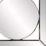 12" Round in Square Glass Framed Accent Mirror