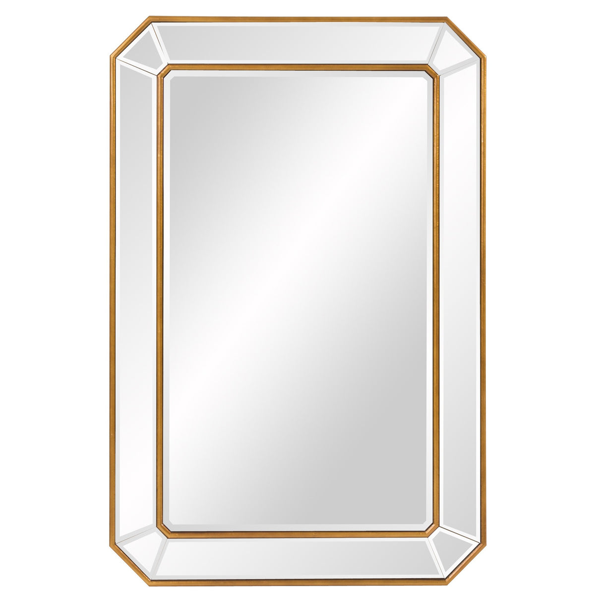 Recatngle Gold Leaf Mirror With Angled Corners Frame