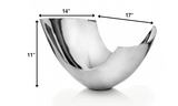 17" Silver Aluminum Modern Abstract Centerpiece Bowl