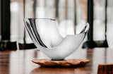 17" Silver Aluminum Modern Abstract Centerpiece Bowl