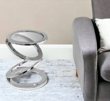 17" Silver Glass Round End Table