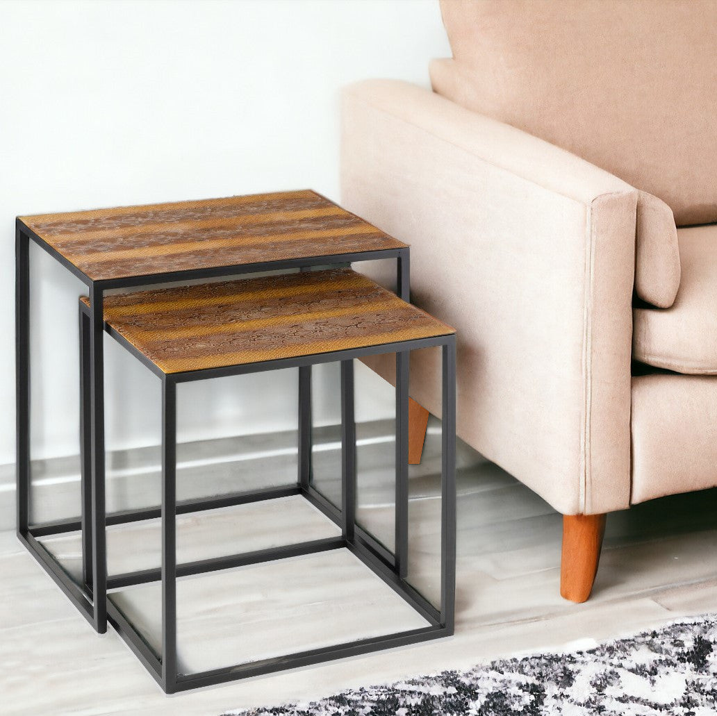 22" Black And Brown Resin End Table