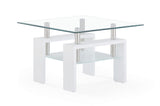 18" White And Clear Glass End Table