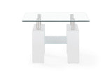 18" White And Clear Glass End Table