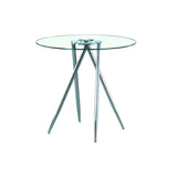 Chrome Metal Legs Bar Table With Round Tempered Glass Top