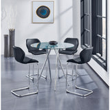 Chrome Metal Legs Bar Table With Round Tempered Glass Top