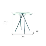 Chrome Metal Legs Bar Table With Round Tempered Glass Top