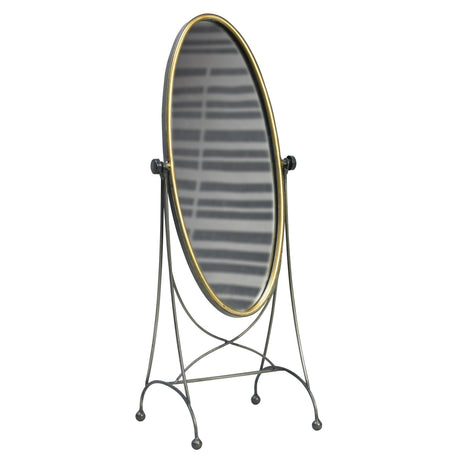 23" Black Round Framed Cheval Standing Mirror