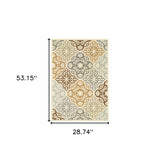 Gray and Ivory Moroccan Indoor Outdoor Area Rug