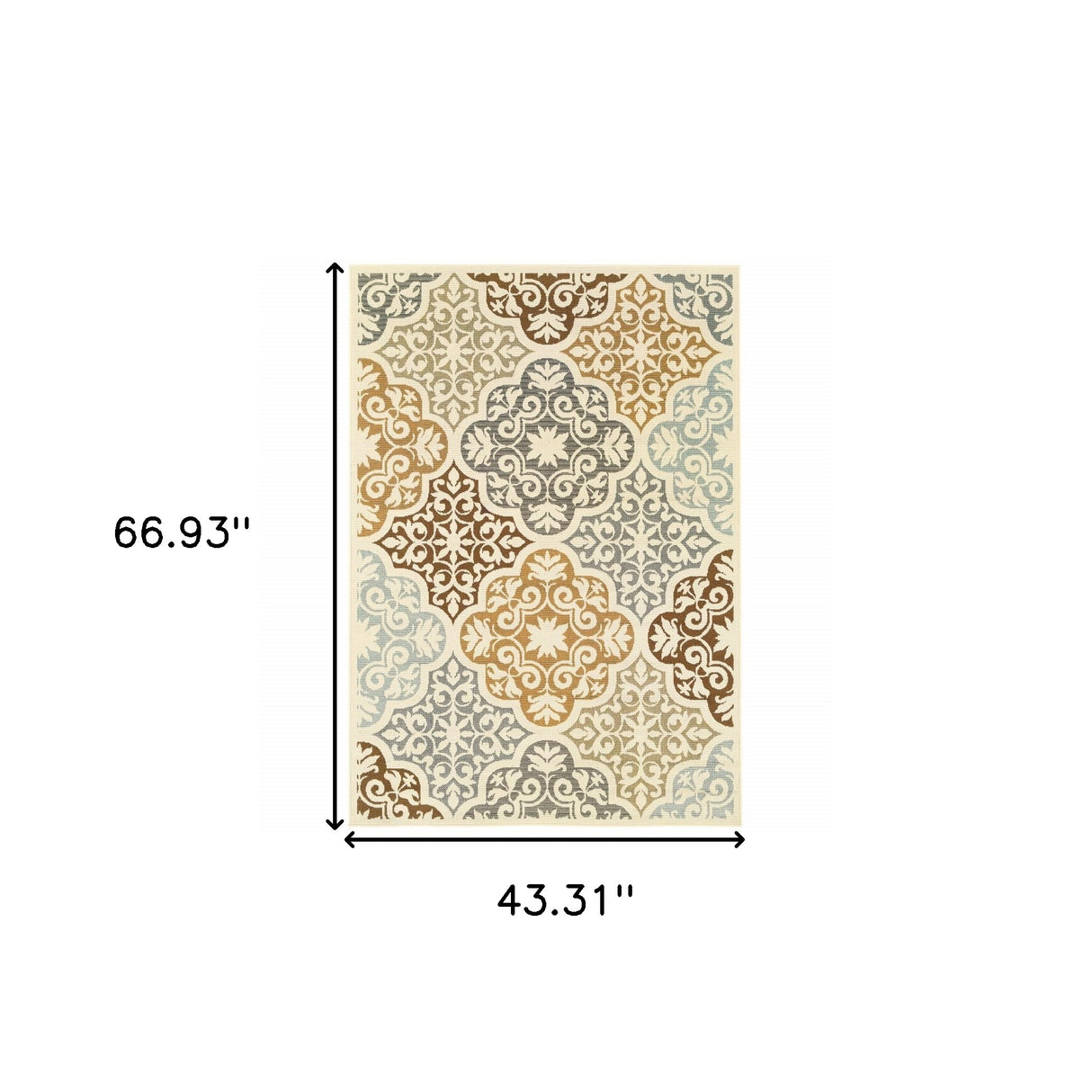 Gray and Ivory Moroccan Indoor Outdoor Area Rug