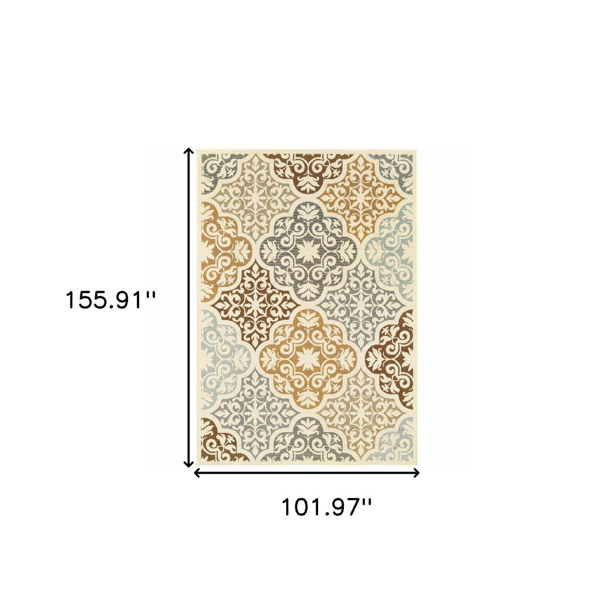 Gray and Ivory Moroccan Indoor Outdoor Area Rug