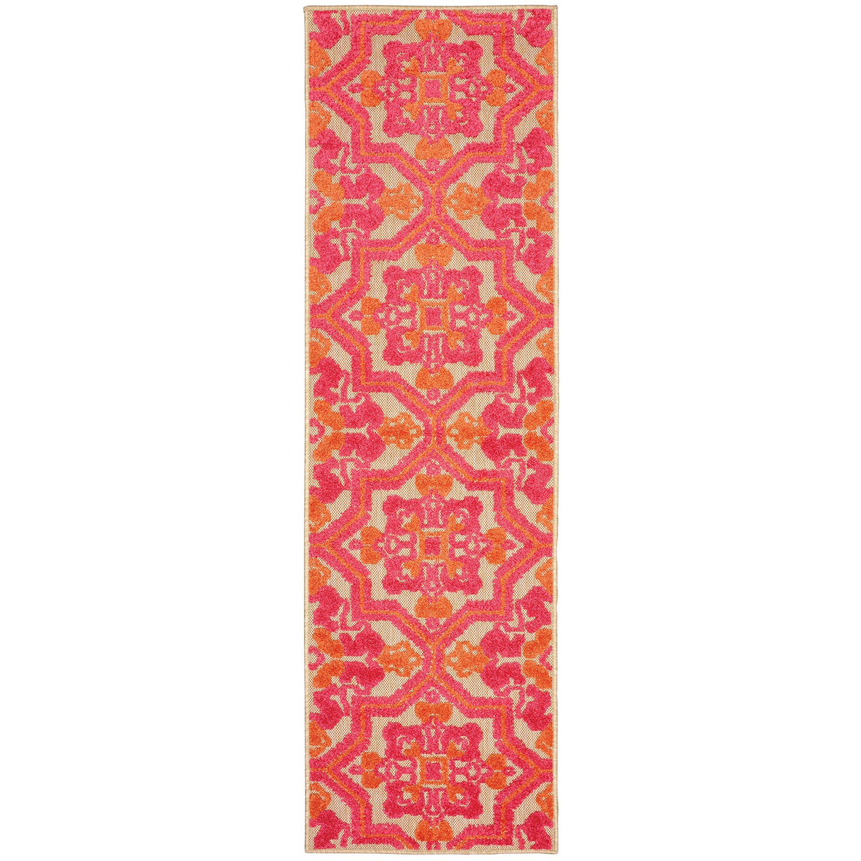 8' X 11' Pink and Orange Moroccan Indoor Outdoor Area Rug