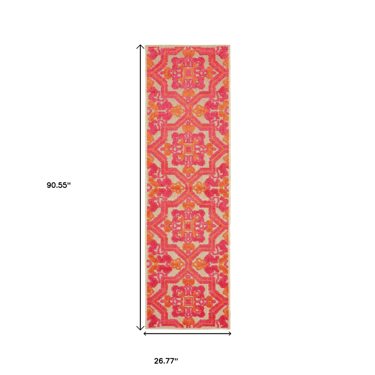 8' X 11' Pink and Orange Moroccan Indoor Outdoor Area Rug