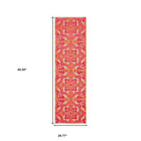 8' X 11' Pink and Orange Moroccan Indoor Outdoor Area Rug