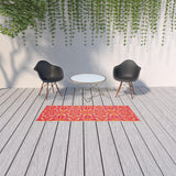 8' X 11' Pink and Orange Moroccan Indoor Outdoor Area Rug