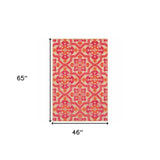 8' X 11' Pink and Orange Moroccan Indoor Outdoor Area Rug