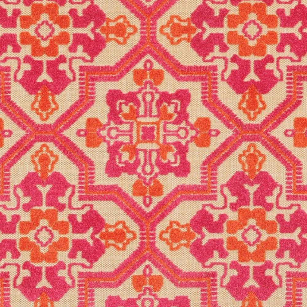 8' X 11' Pink and Orange Moroccan Indoor Outdoor Area Rug