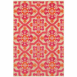 8' X 11' Pink and Orange Moroccan Indoor Outdoor Area Rug