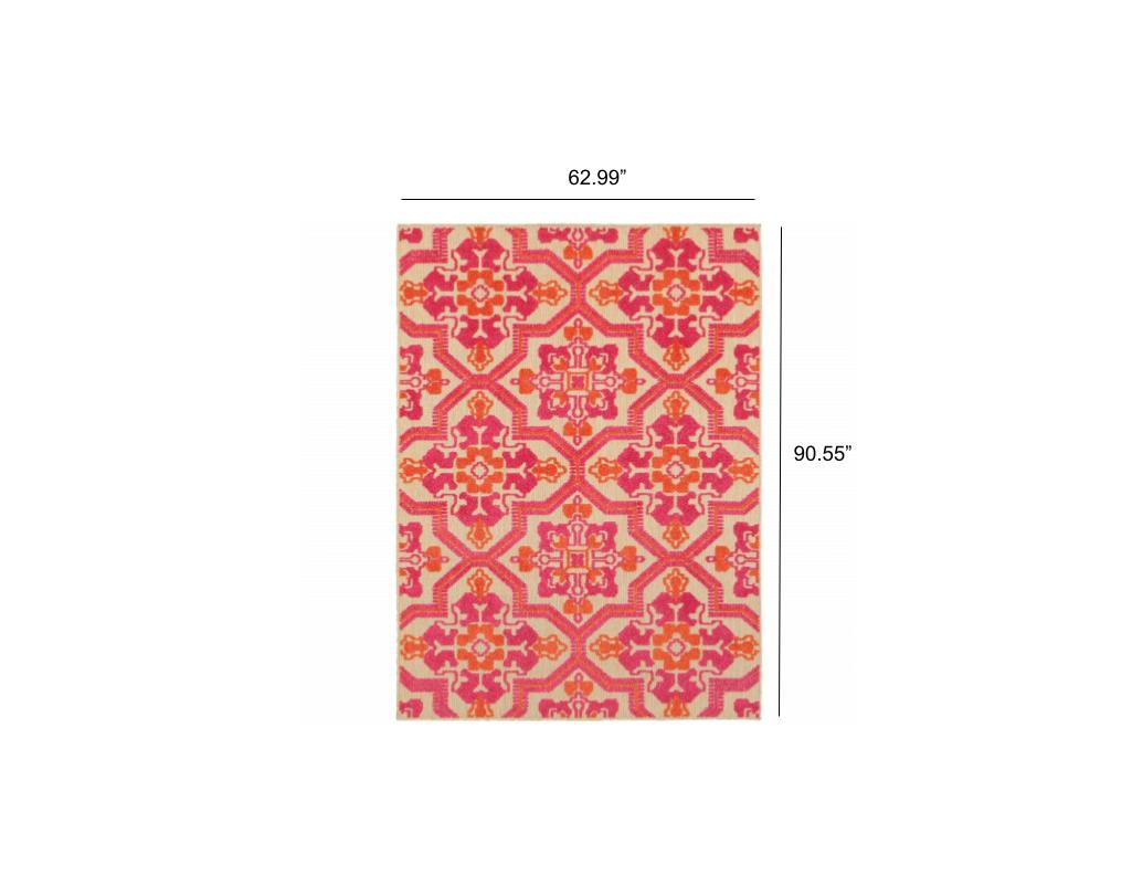 8' X 11' Pink and Orange Moroccan Indoor Outdoor Area Rug