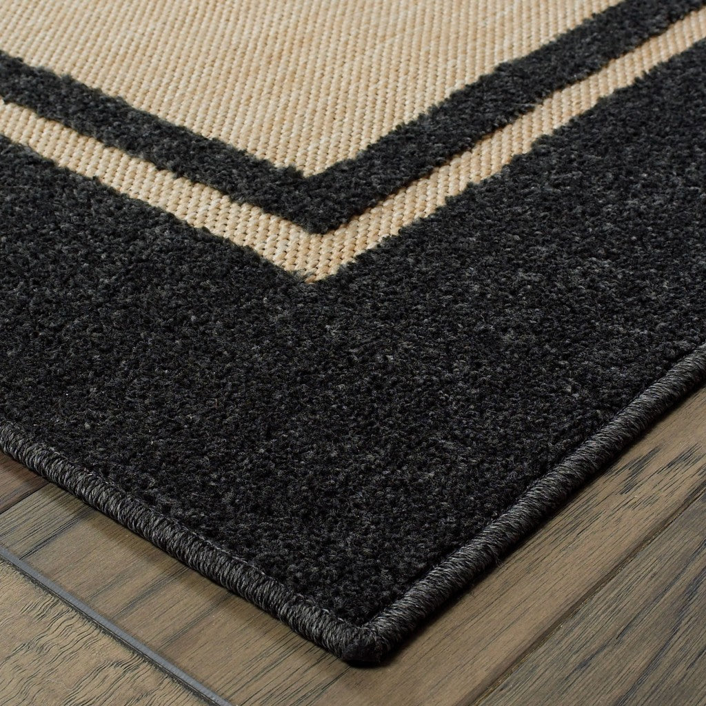 4' X 5' Beige and Black Indoor Outdoor Area Rug