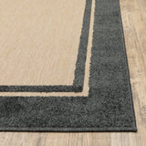 4' X 5' Beige and Black Indoor Outdoor Area Rug