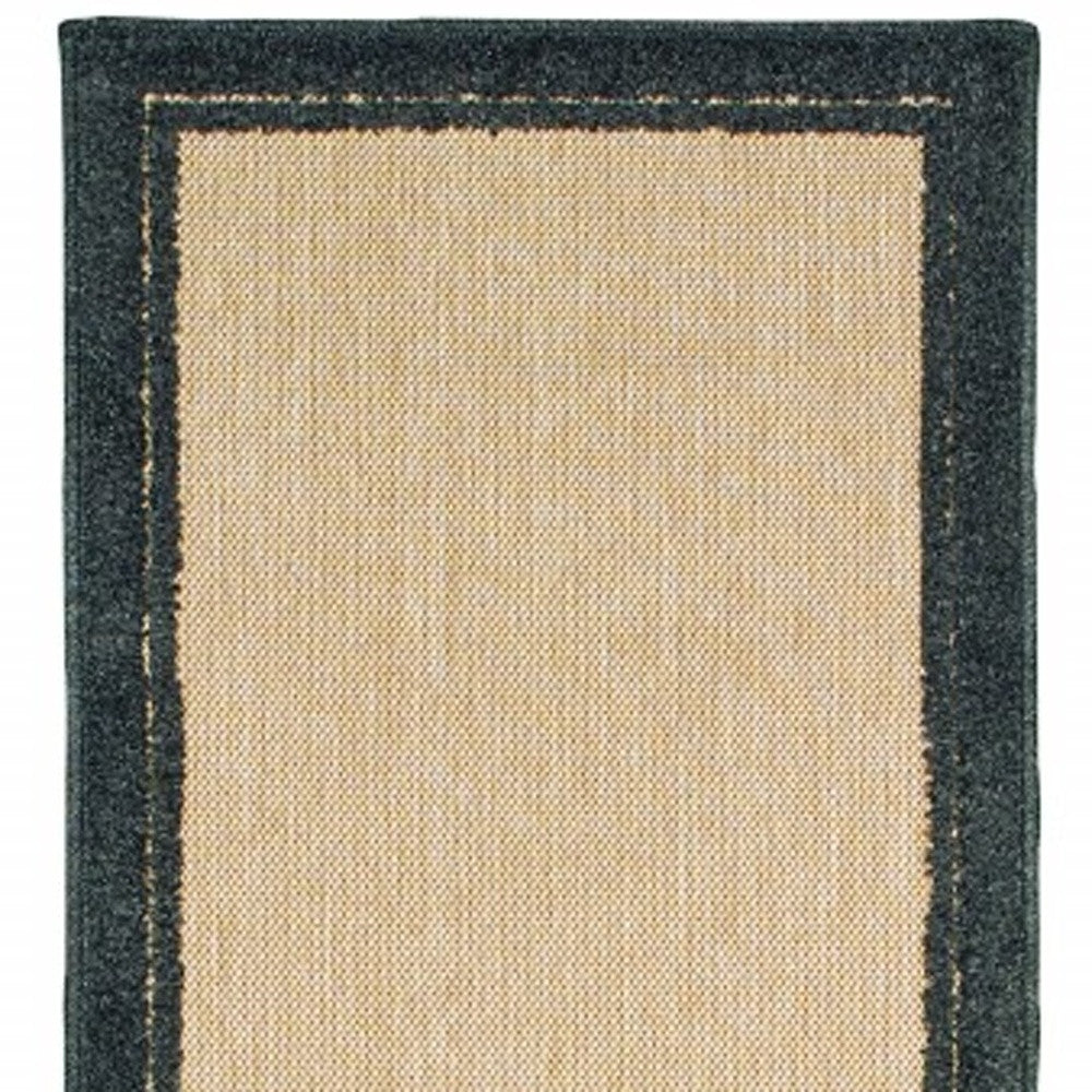 4' X 5' Beige and Black Indoor Outdoor Area Rug