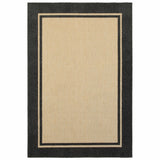 4' X 5' Beige and Black Indoor Outdoor Area Rug