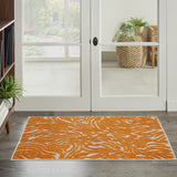 4' X 6' Orange And Ivory Abstract Stain Resistant Indoor Outdoor Area Rug