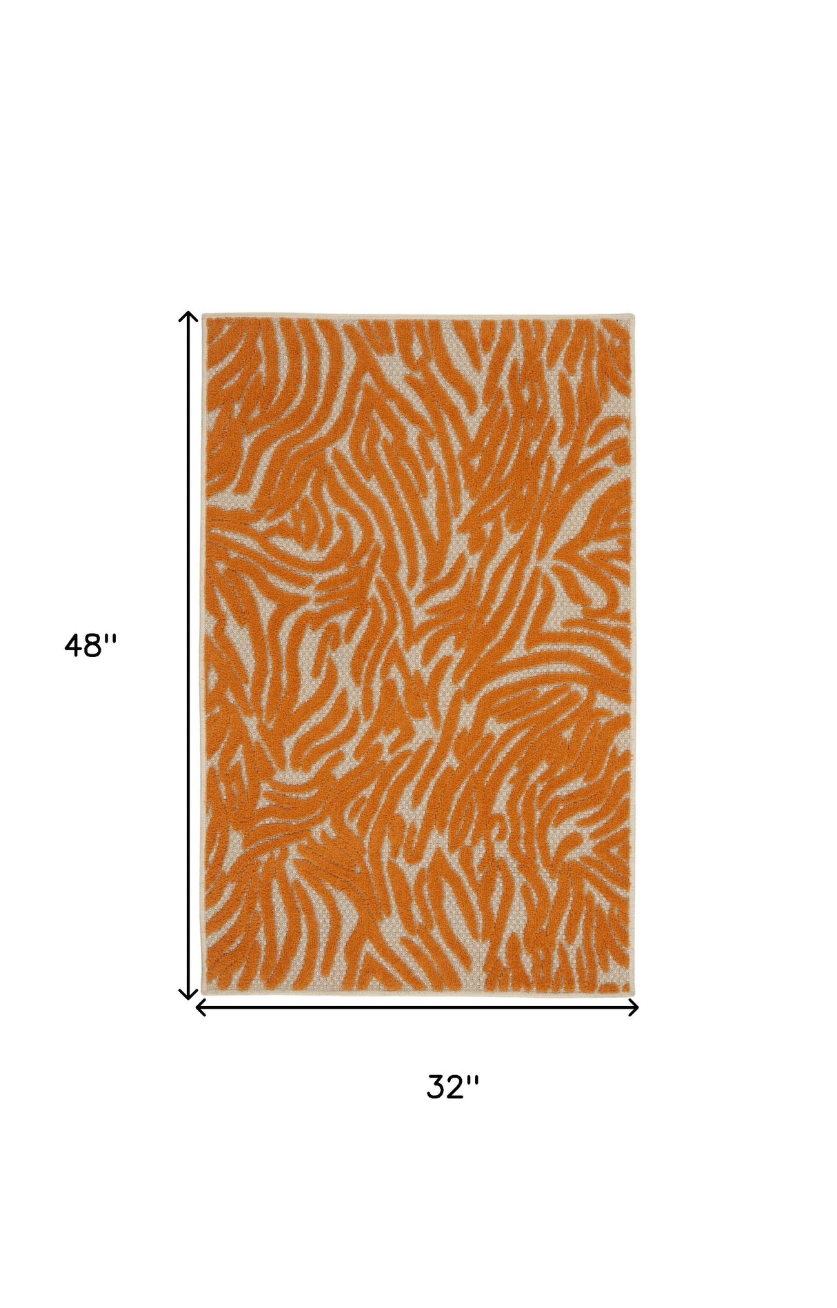 4' X 6' Orange And Ivory Abstract Stain Resistant Indoor Outdoor Area Rug