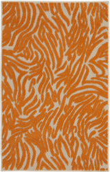 4' X 6' Orange And Ivory Abstract Stain Resistant Indoor Outdoor Area Rug