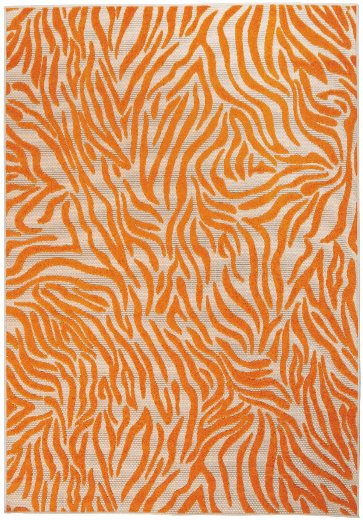 4' X 6' Orange And Ivory Abstract Stain Resistant Indoor Outdoor Area Rug